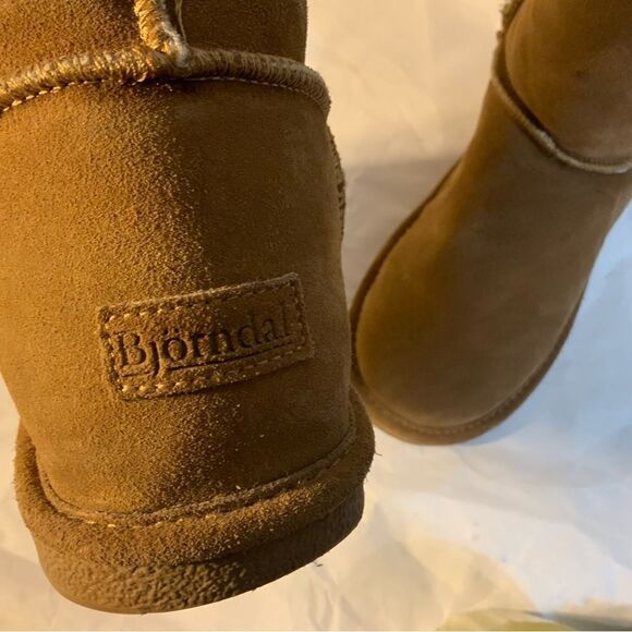 Bjorndal Women Size 8 Mid Calf Boots Sheepskin Lined Leather Tan Fall Winter - Picture 6 of 15